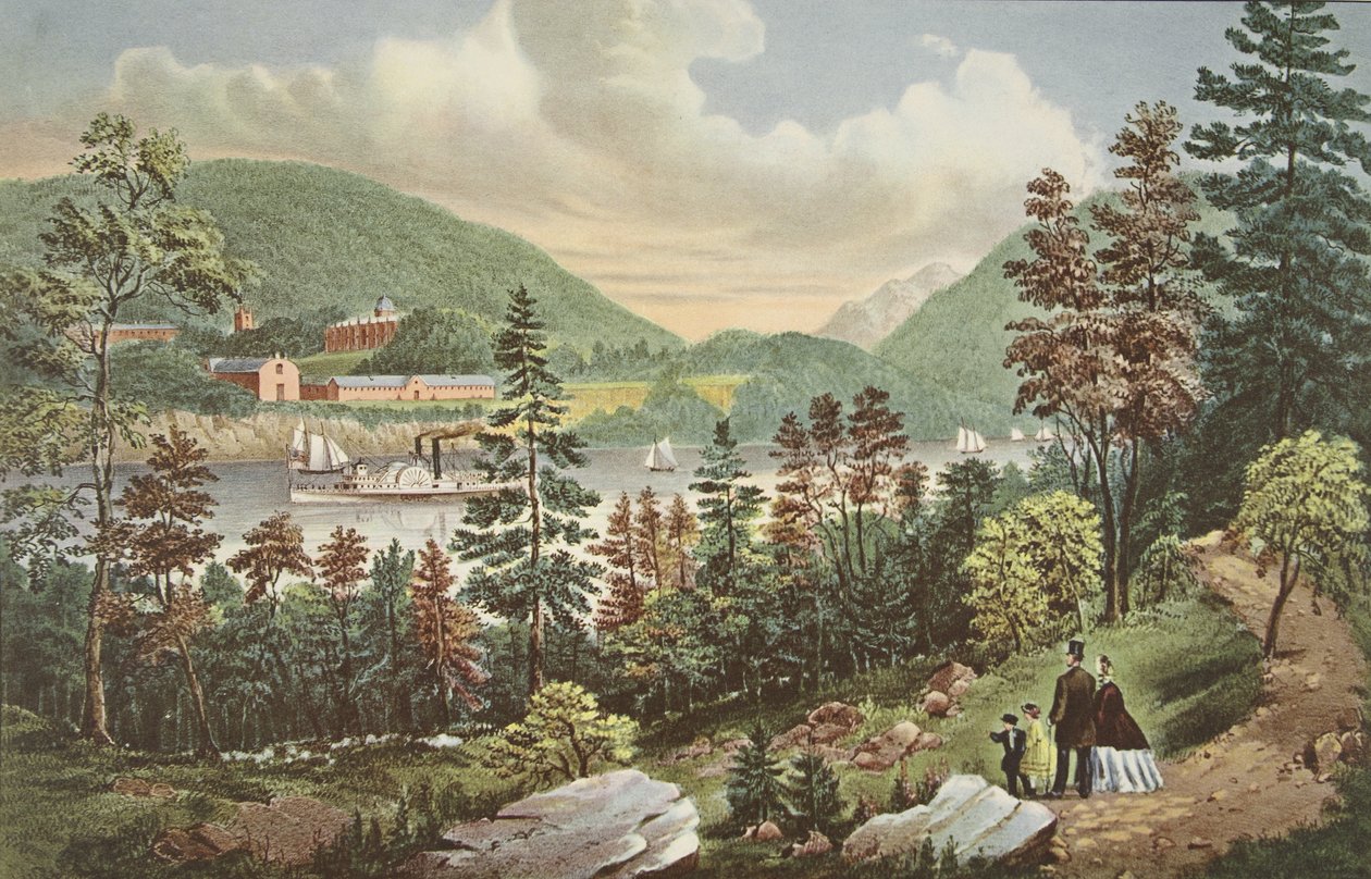 ABD Askeri Akademisi - West Point, karşıdan Shore, pub. 1862, Köri & Ives by American School
