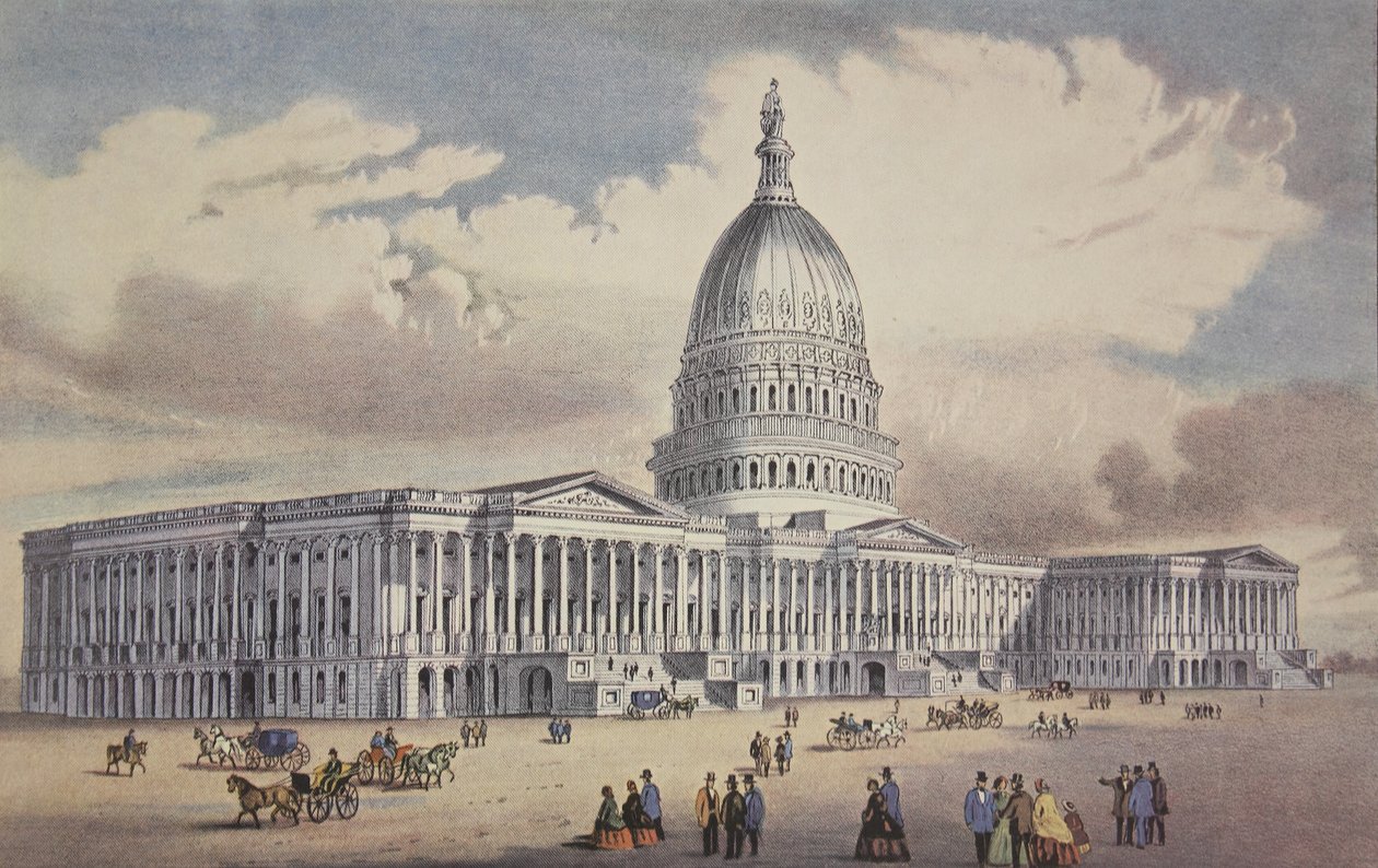 Amerika Birleşik Devletleri Capitol - Washington, D.C., pub. 1865, Köri & Ives by American School