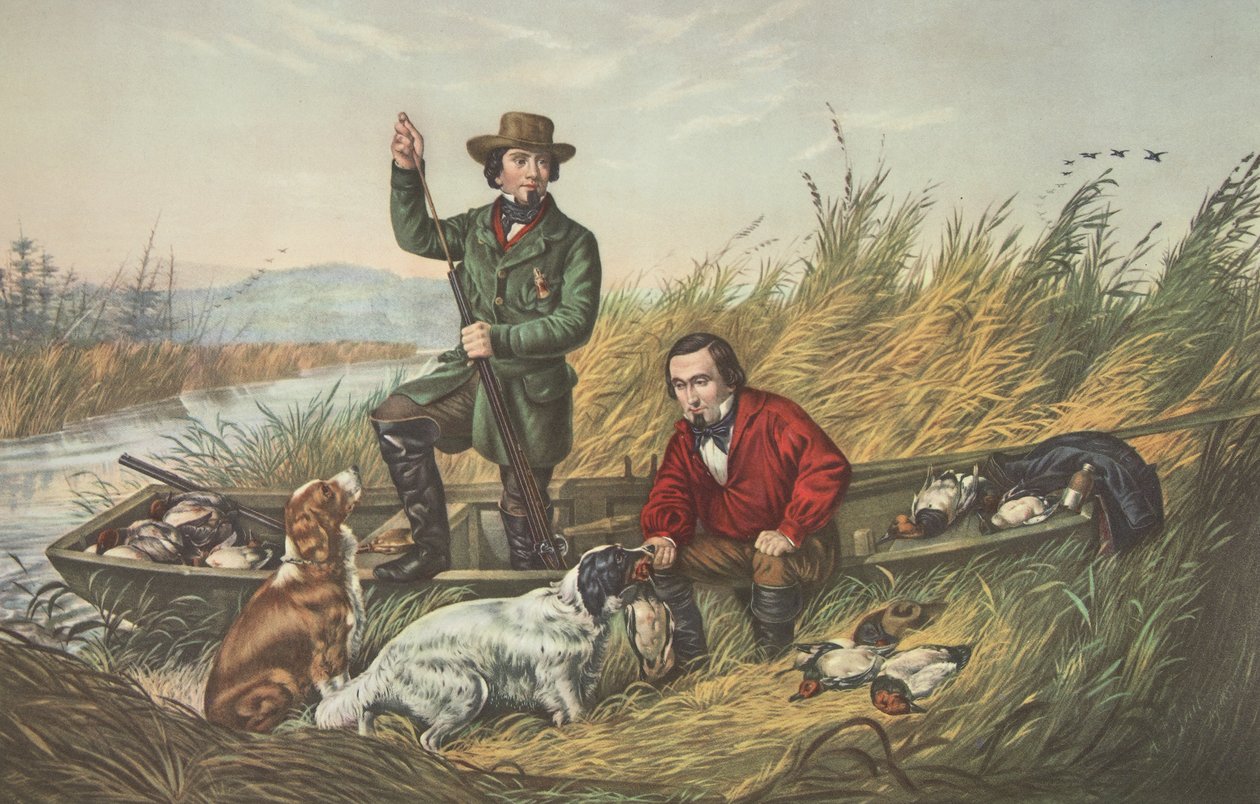 Yaban Ördeği Atışı, İyi Günler Sporu, pub. 1852, Köri & Ives by American School