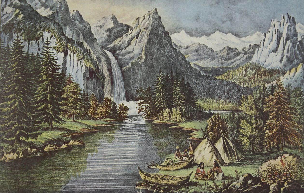 Yosemite Vadisi - Kaliforniya, pub. 1866, Gelin Duvağı Düşüşü, Currier & Ives by American School