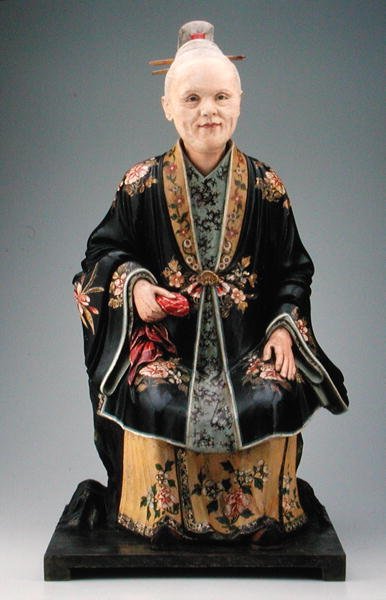 Bir kadın figürü, Qianlong dönemi, c.1780 (polikrom alçı) (ayrıca bkz. 207202, 241400 & 241401) by Chinese School