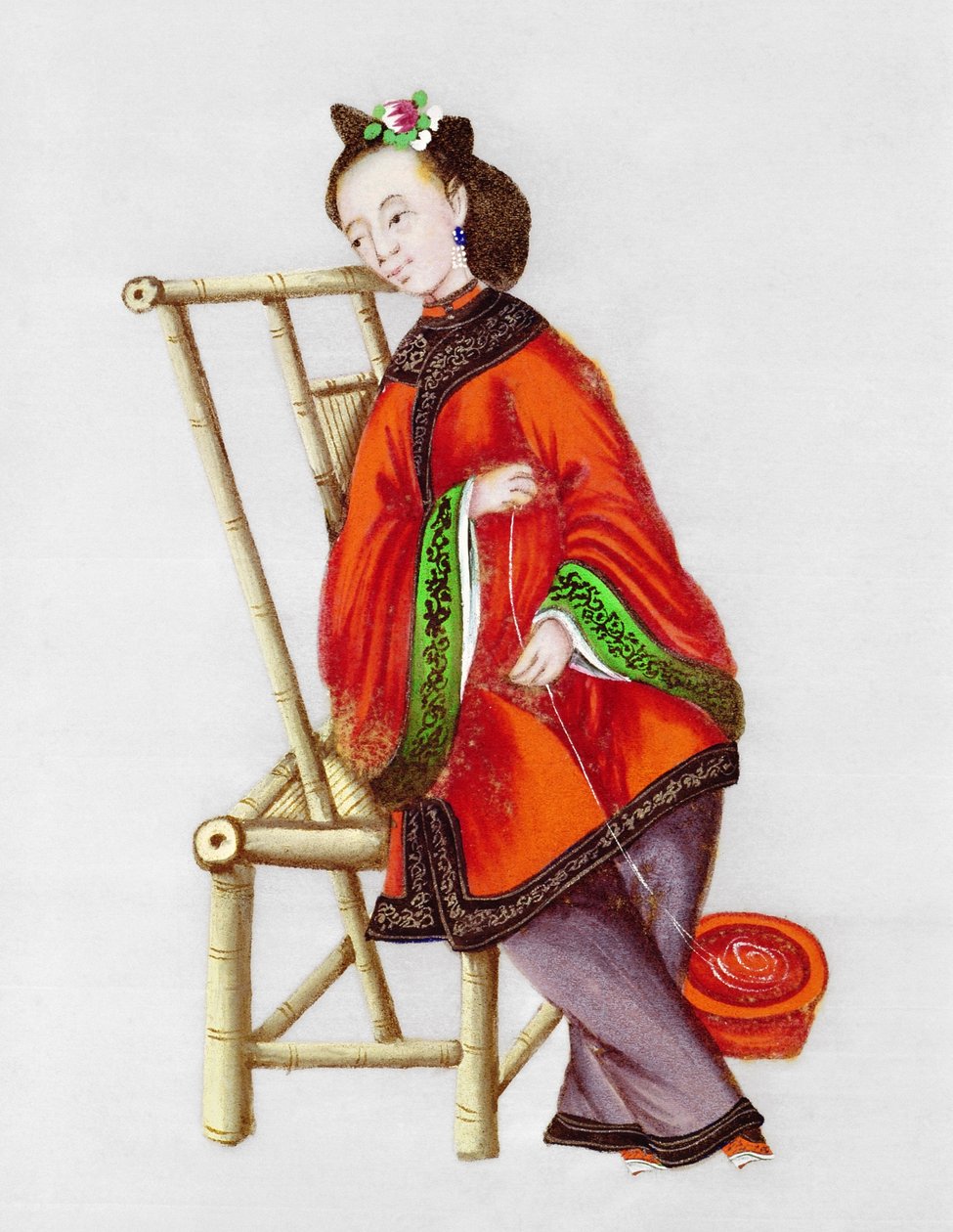 Kadın Eğirme, Qianlong Dönemi (1736-96) by Chinese School