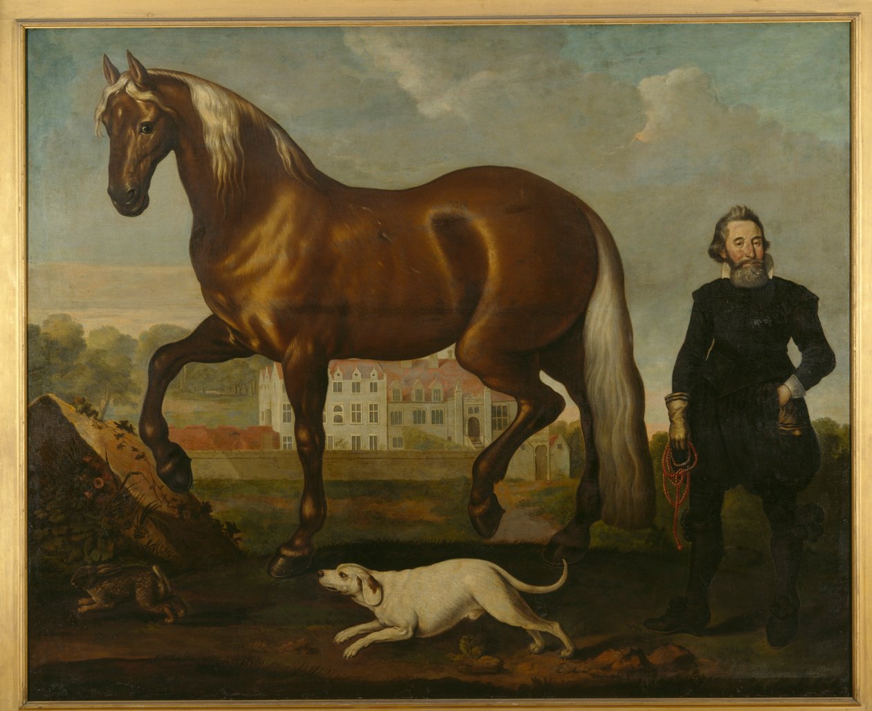 Welbeck Manastırı Manzaralı Bir Körfez Atı – Batı Cephesi, c.1630 by English School