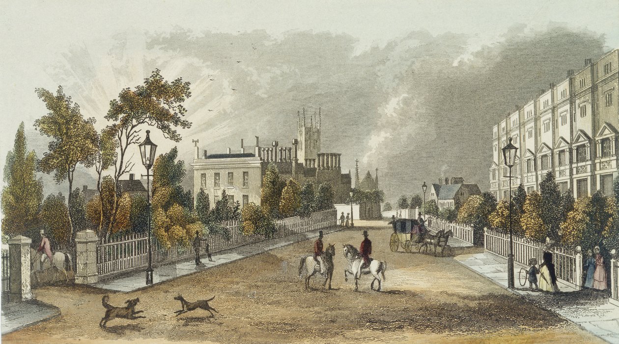Lansdown Terrace, Cheltenham, D. Eichbaum tarafından gravür, c.1840 by English School