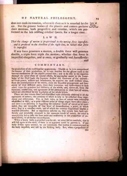 Kanun II, Sir Isaac Newton (1642-1727) 1777 tarafından yazılan The Mathematical Principles of Natural Philosophy, Cilt I