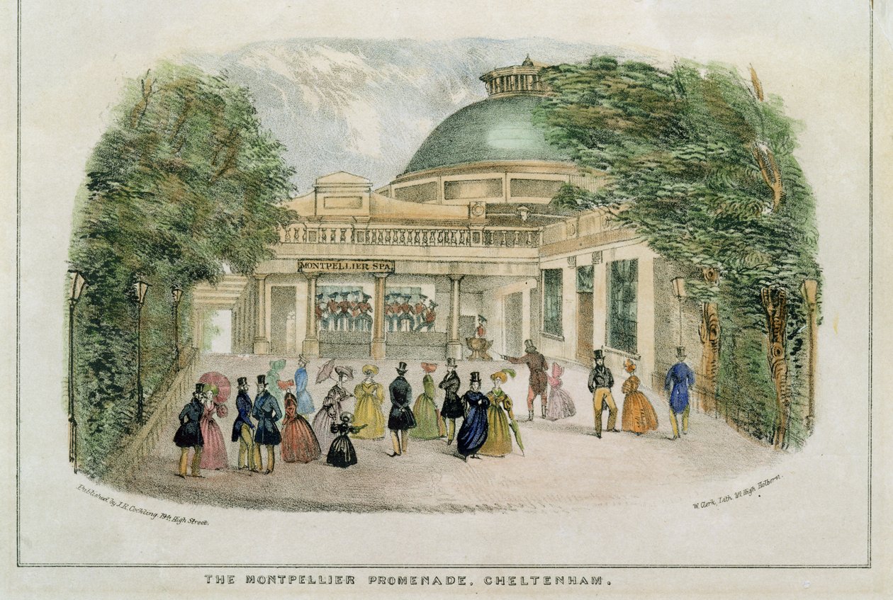 Montpellier Promenade, Cheltenham, W. Clark tarafından oyulmuş, c.1835 by English School