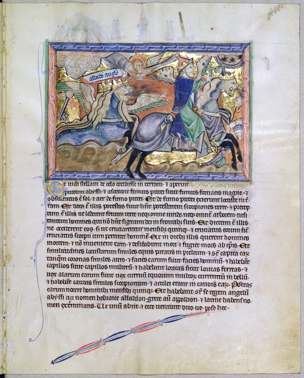 Ms L.A. 139-Lisboa fol.20 Exterminans, çekirgelerin Kralı, Gulbenkian Apocalypse
