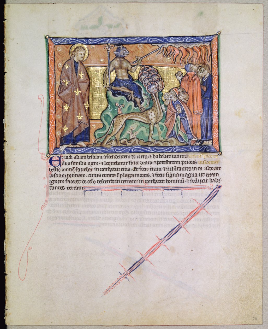 Ms L.A. 139-Lisboa fol.38 Aziz John, canavarın Gulbenkian Apocalypse