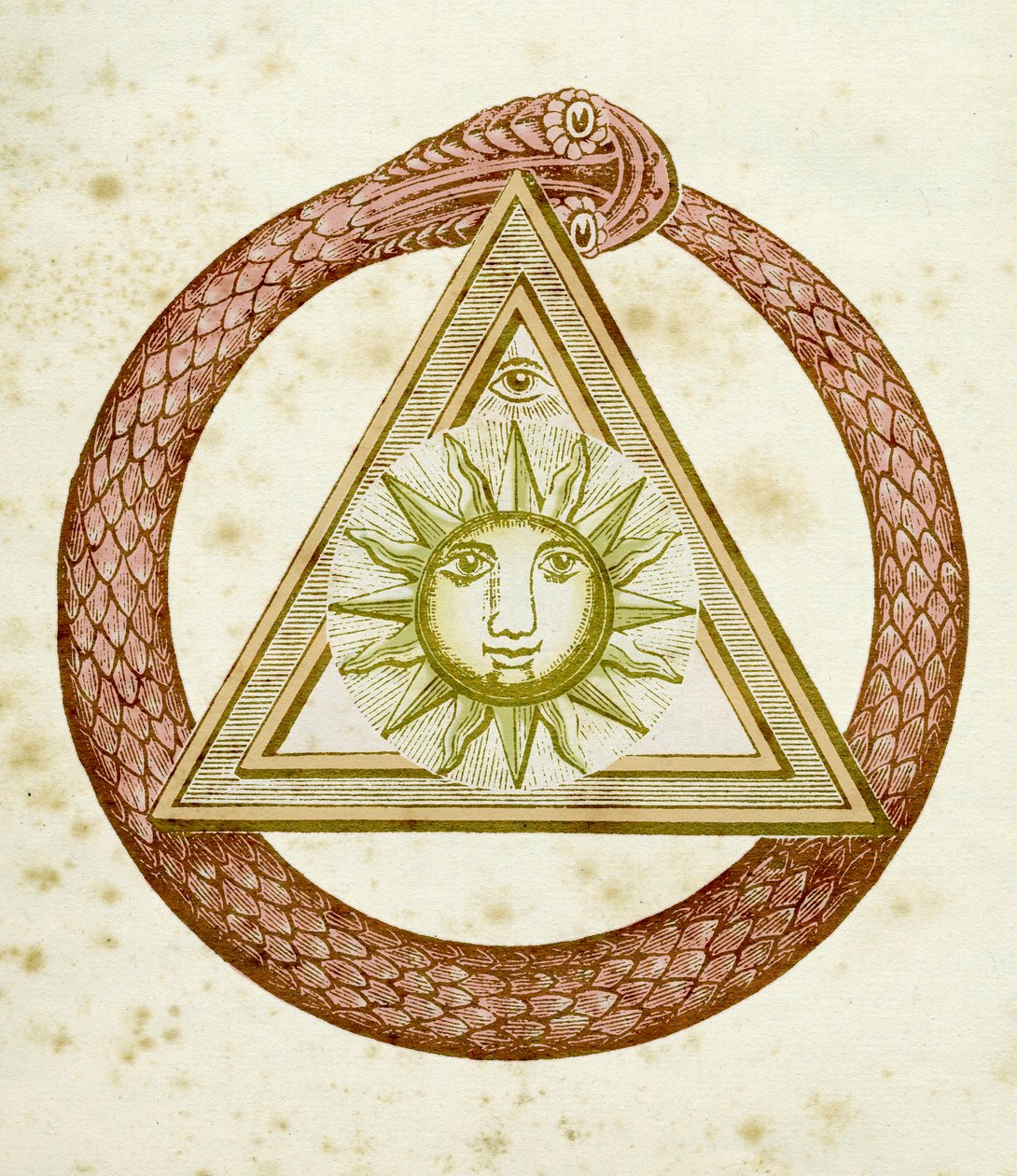 Ouroboros, delta ve güneş ile ilahi göz, The Kneph, 1881-1900 by English School