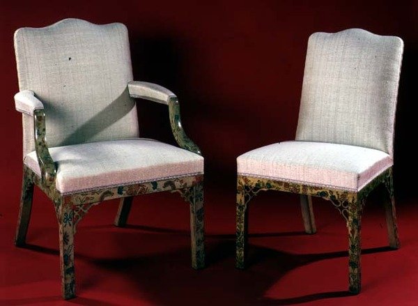Boyalı chinoiserie destekli koltuk ve sandalye setinin parçası, c.1760 by English School