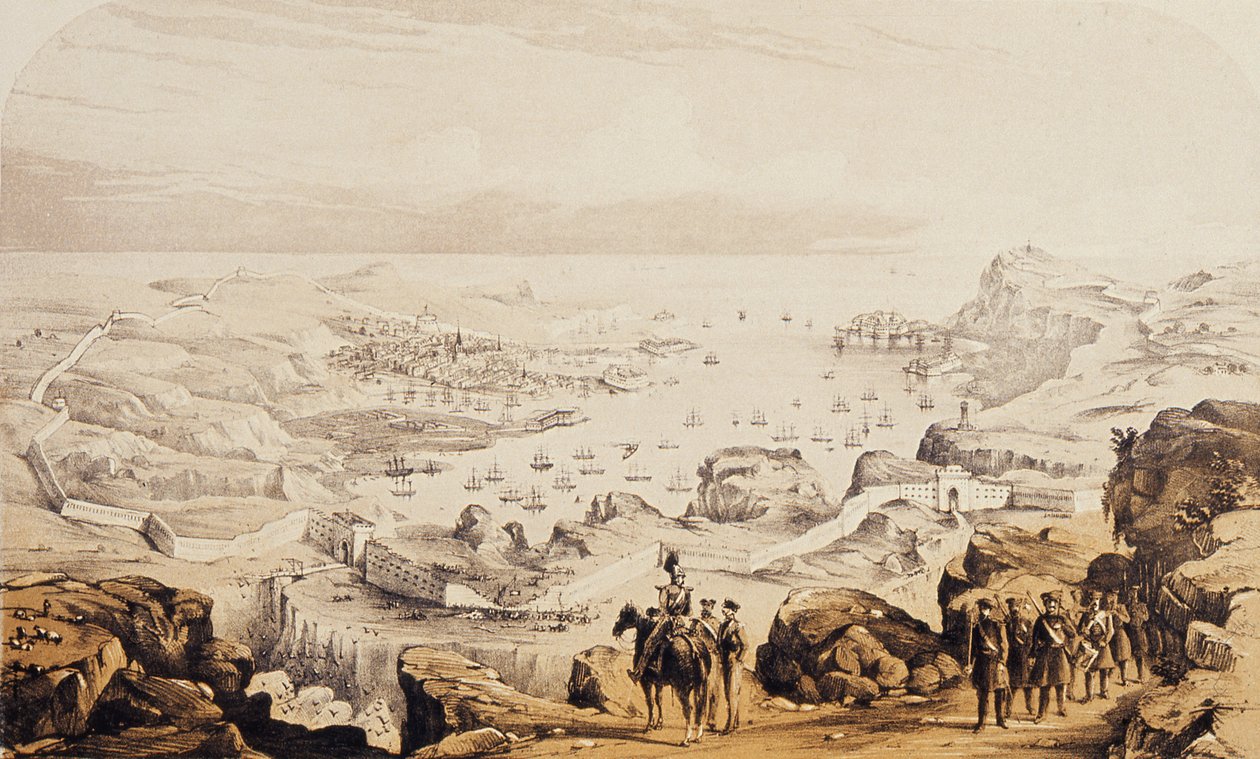 Sebastopol and fortifications now in progress, 1854  by English School