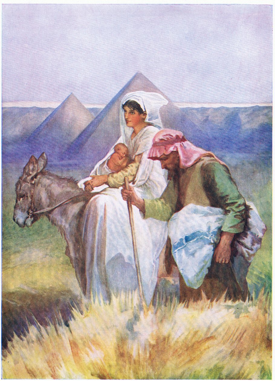 The flight to Egypt, from The Bible Picture Book published by Thomas Nelson, c.1950  by English School