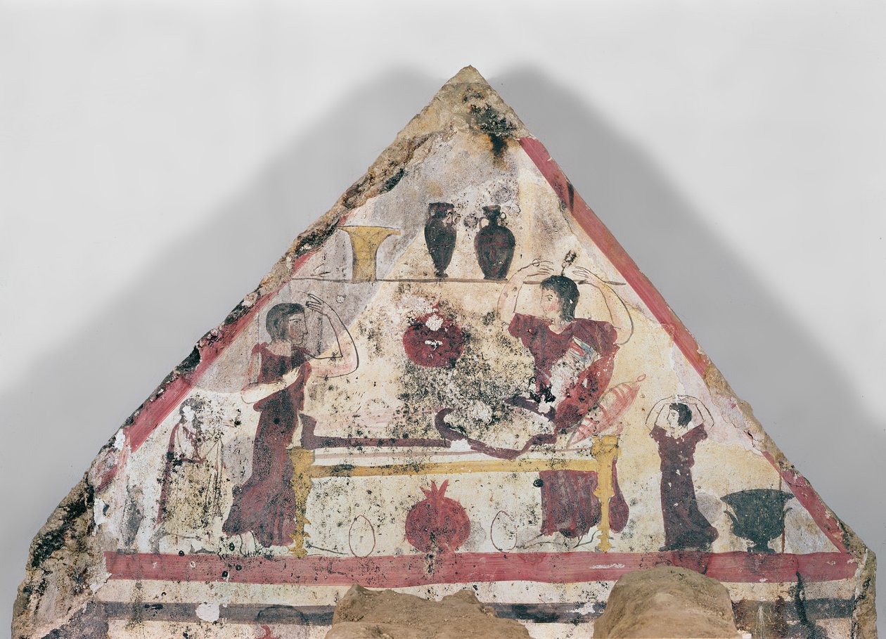 Ölen kişiye adak sunma sahnesi by Etruscan