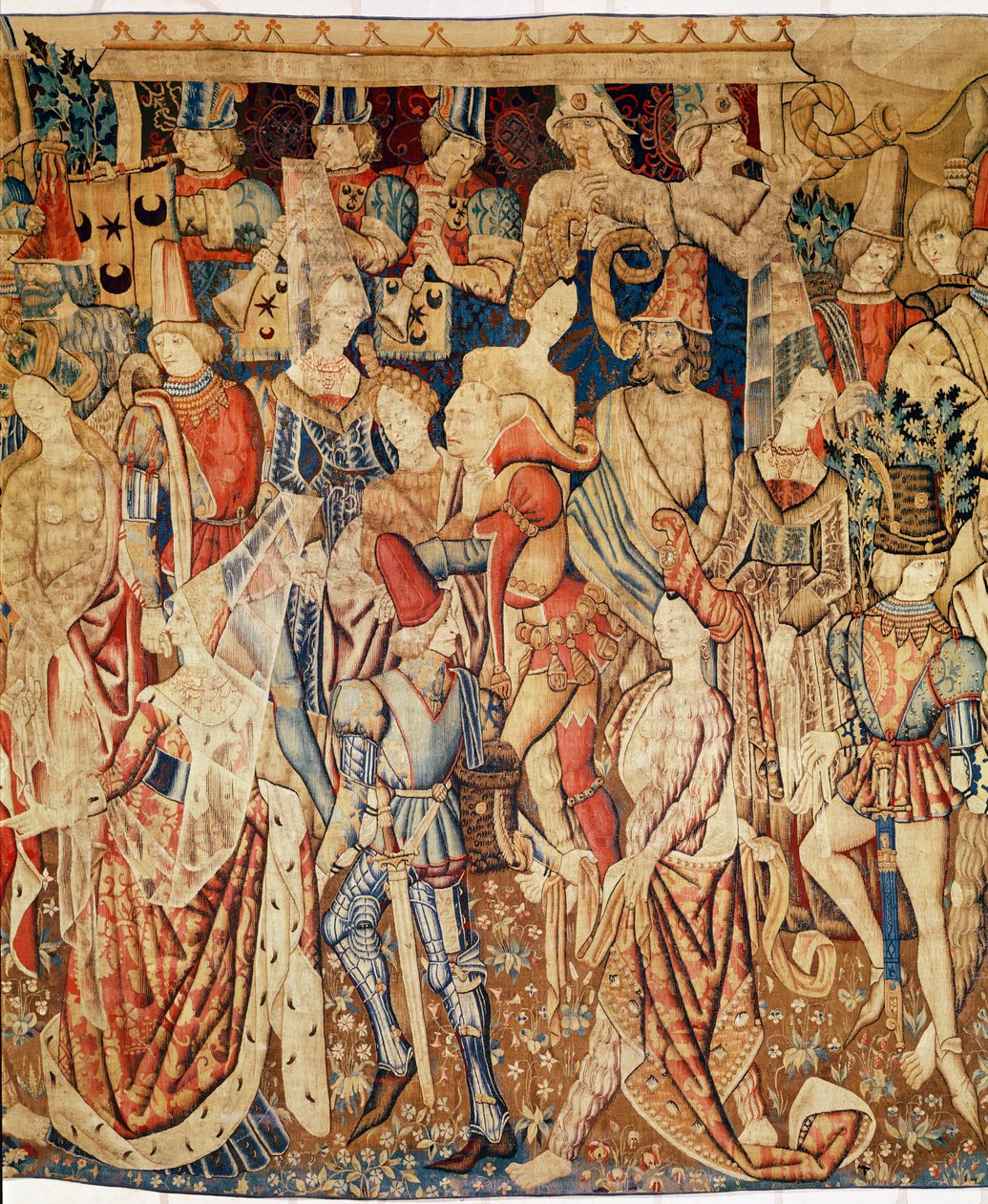Bal des Sauvages, orta bölümün detayı, c.1500 by Flemish School
