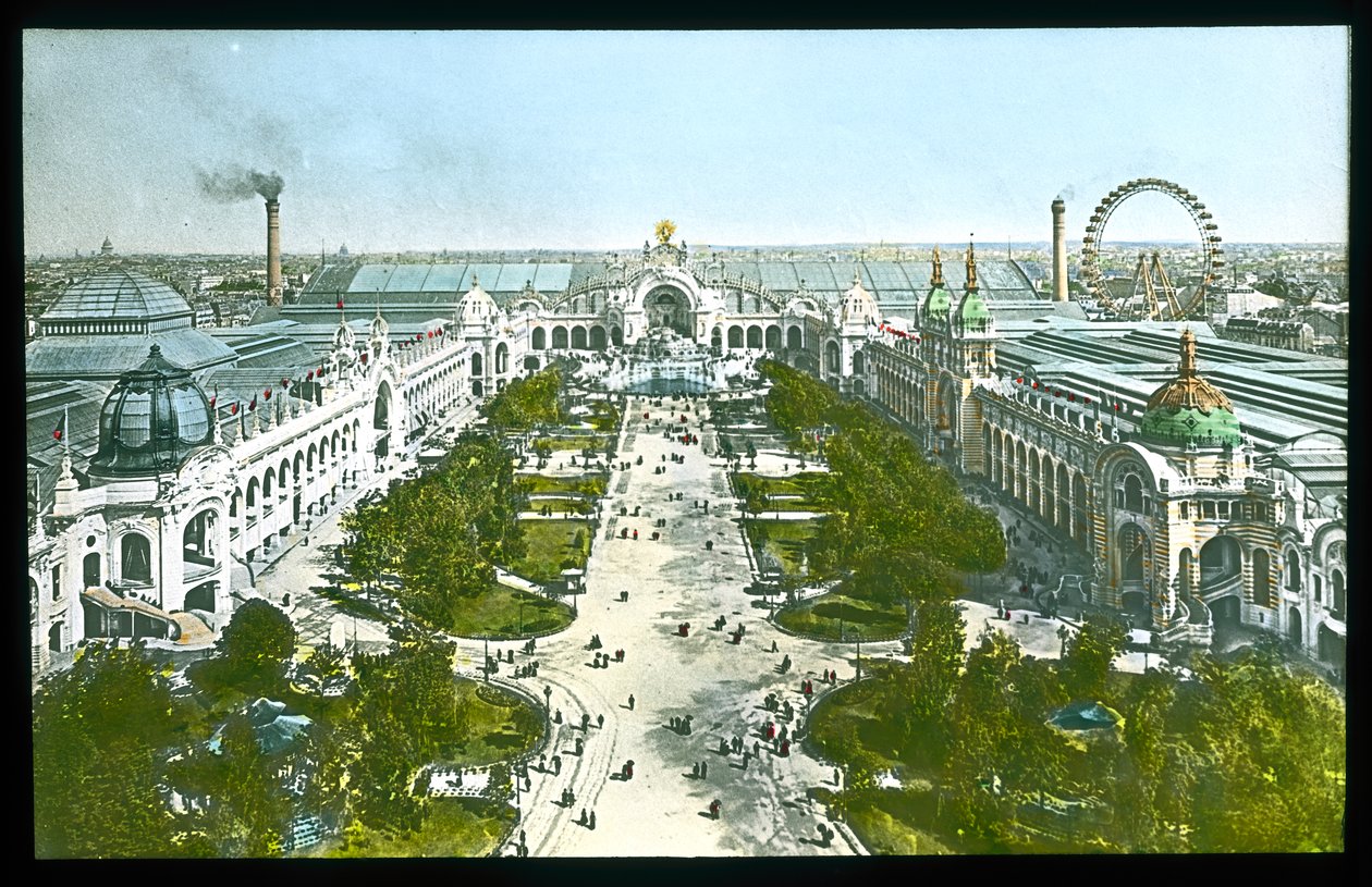 Paris Exposition Universelle: Champ de Mars, Chateau of Water ve the Palace of Electricity, 1900 (fener kaydırağı) by French Photographer