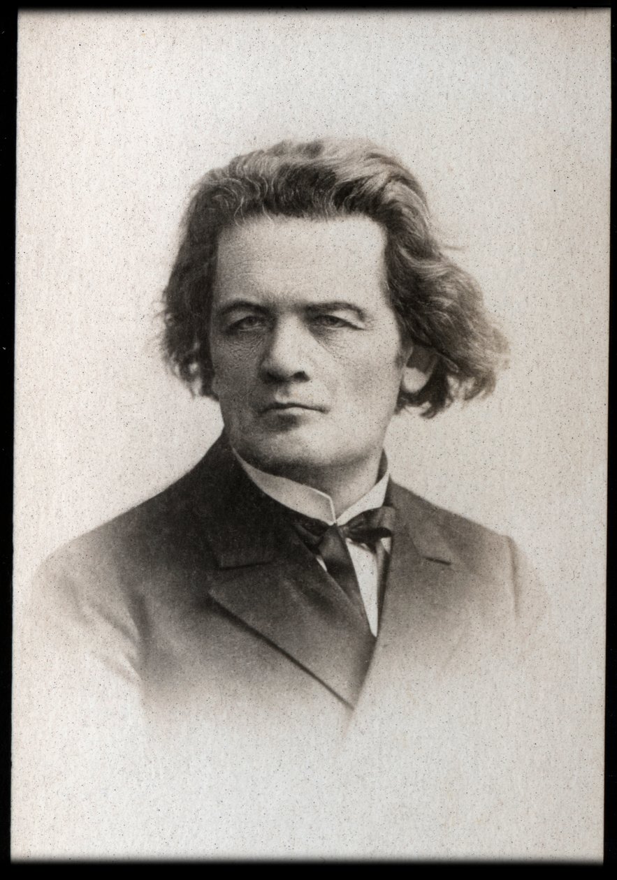 Anton Rubinstein (1829-1894), Rus piyanist, besteci ve orkestra şefinin portresi. by French Photographer