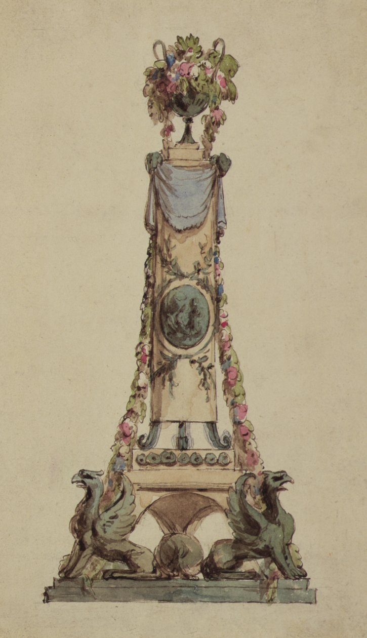 Neo-Klasik Merkez Parçası için Tasarım, c.1800 (kağıt üzerinde wc) by French School