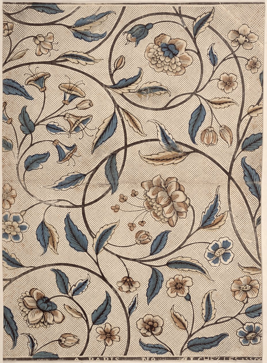 Associes, Paris, c.1760-70 tarafından üretilen gül sıralı domino kağıdı by French School