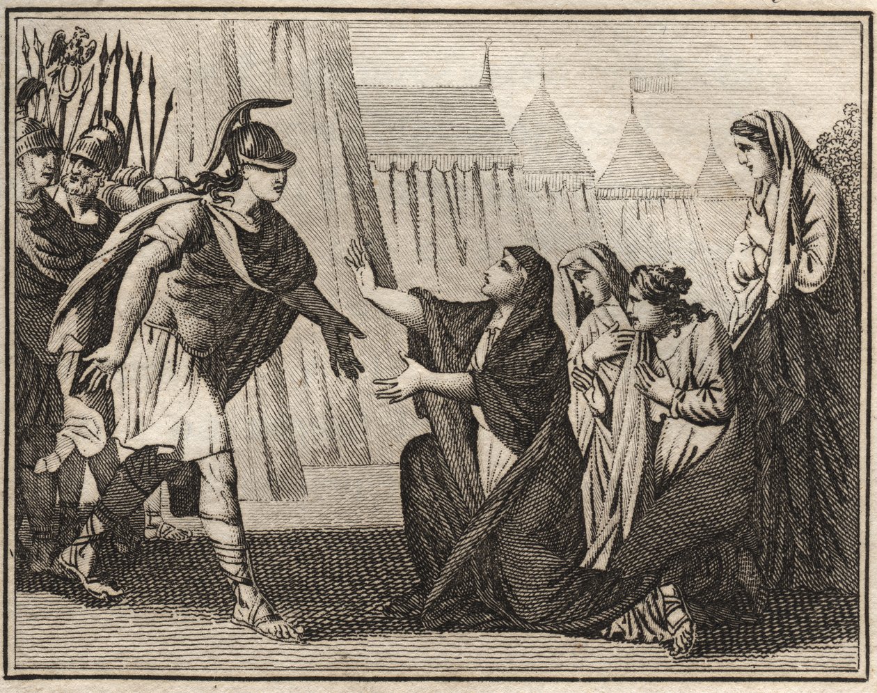 Gaius Marcius (Caius Marcius) Coriolanus ve annesi Veturia (MÖ 488). by French School