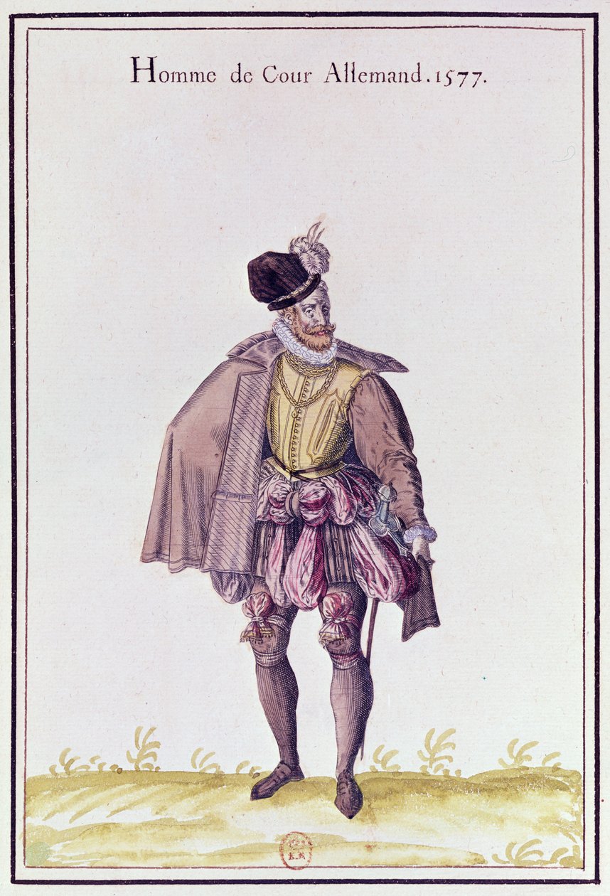 Alman saray mensubu, 1577 (renkli gravür) by French School
