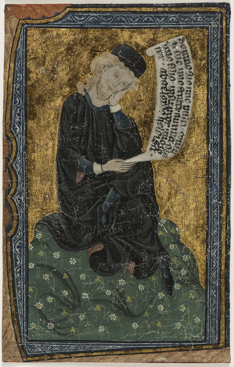 Yaprak: Abelard ile kaydırma (parşömen üzerinde tempera) by French School