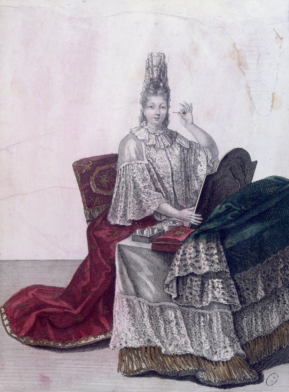 Madama la Marquise Dangeau, Tuvaletinde, 1694 by French School