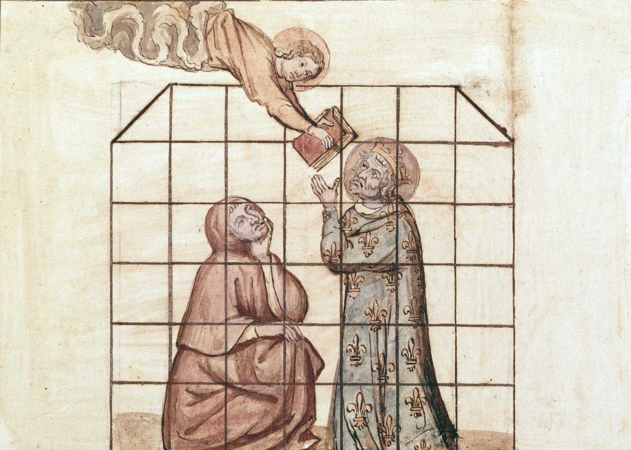 Bayan 1779 fol. 76v St. Louis hapsedildi, Memoires pour la vie de Saint Louis, Nicolas Claude Fabri de Peiresc (1580-1637) tarafından derlendi (wc kağıt üzerinde) by French School
