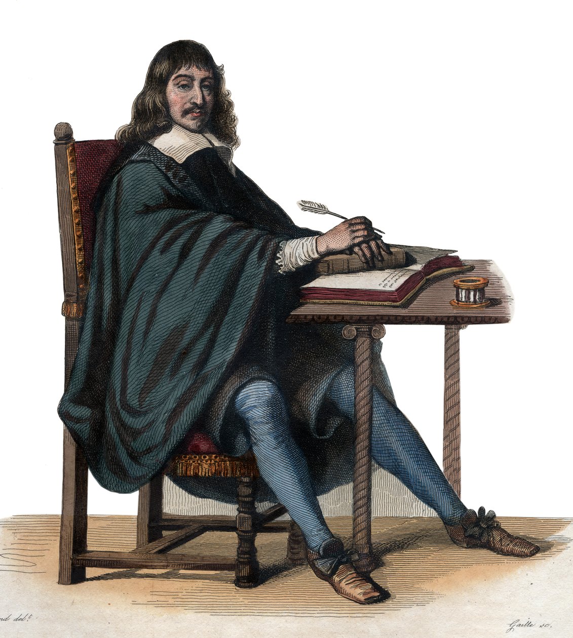 Rene Descartes (1596-1650), Fransız filozof ve yazar portresi. by French School