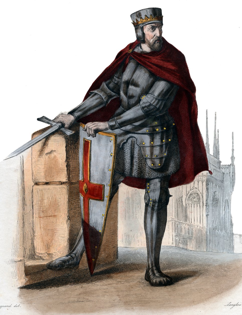 Simon IV de Montfort, 5. Leicester Kontu (1150-1218), Fransız asilzadesinin portresi. by French School