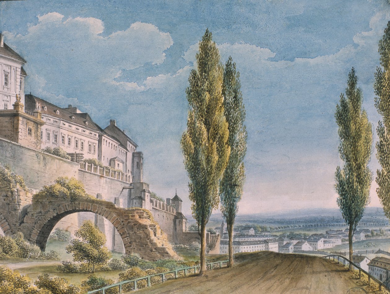 Bir İtalyan şehrinin surları (kağıt üzerinde wc) by French School