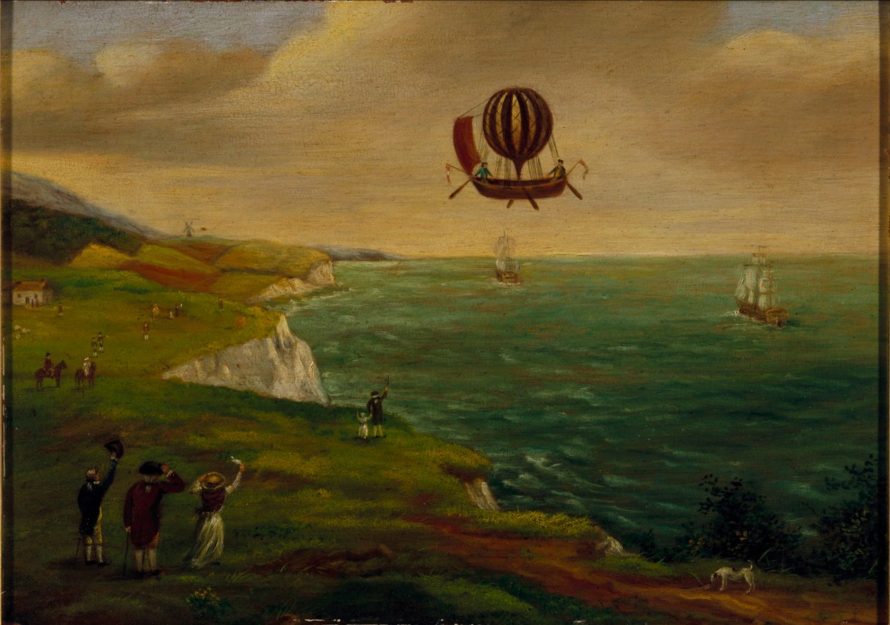 İngiliz Kanalının İlk Balon Geçişi, 7 Ocak 1785, c.1785 by French School
