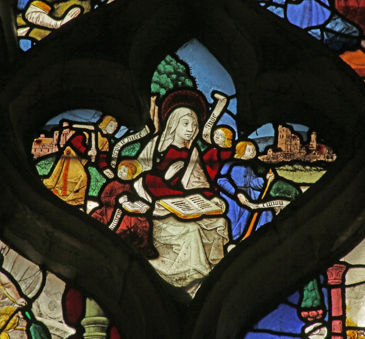 Mary Cleophas ve Dört Çocuğunu gösteren pencere by French School