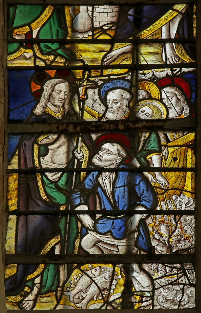 Mucizevi Balık Avını gösteren pencere, 1470-1500 by French School