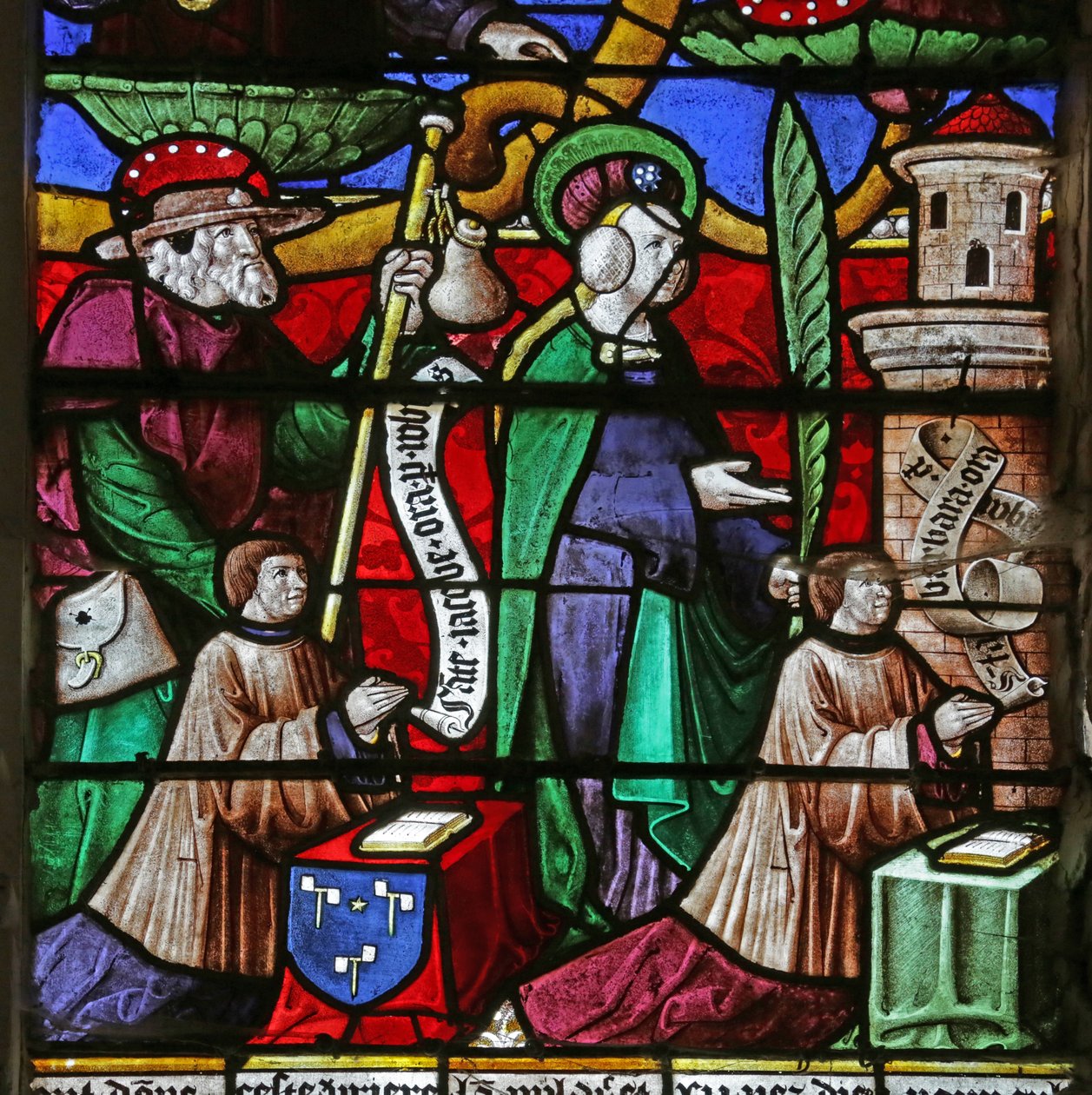 Jesse Ağacını gösteren pencere: Jacques Prénel ve Barbe Laurendel, Saint James ve Saint Barbara ile by French School