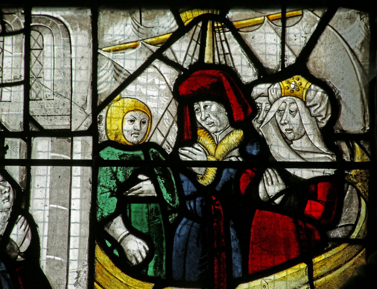 St Nicholas mucizesinden bir gemide yolcuları gösteren pencere, 1460-1470 by French School