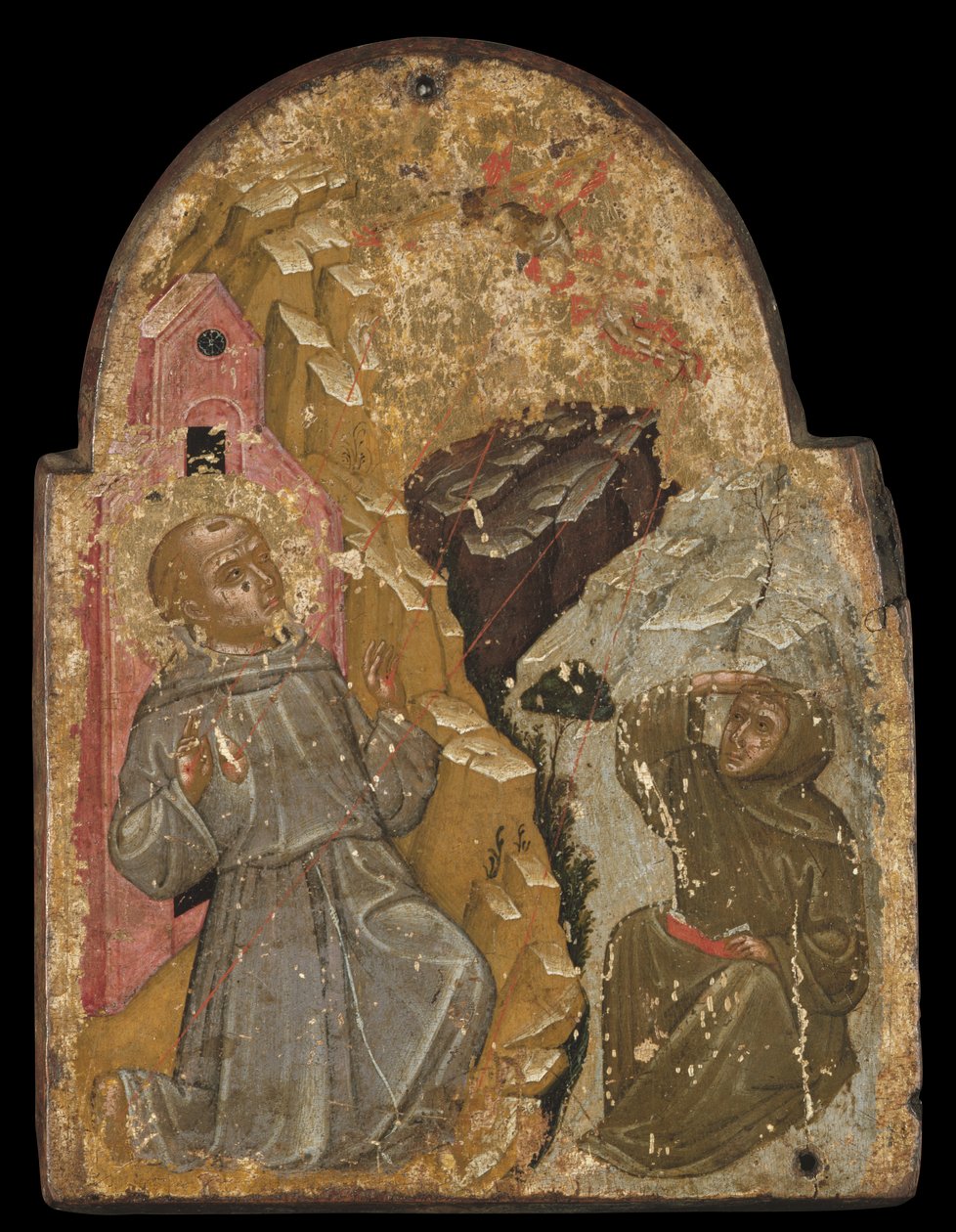 St Francis'in Stigmata'yı Alan Simgesi (panelde yumurta tempera) by Greek School