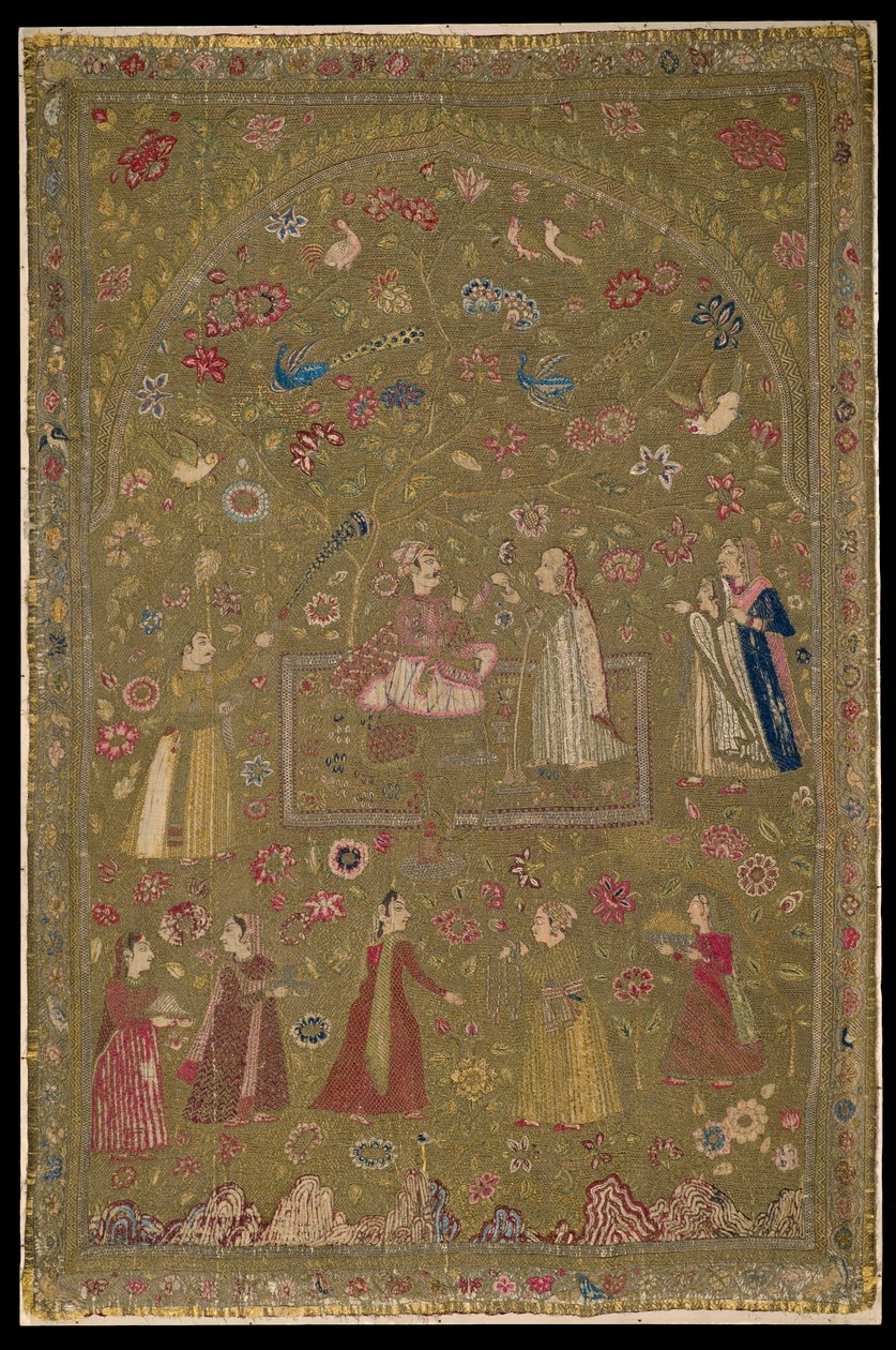 Kumaş askı, 17. yüzyılın başlarında (ipek, metal ve pamuk) by Indian School
