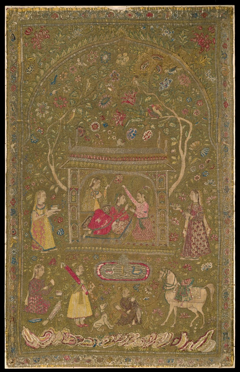Kumaş askı, 17. yüzyılın başlarında (ipek, metal ve pamuk) by Indian School