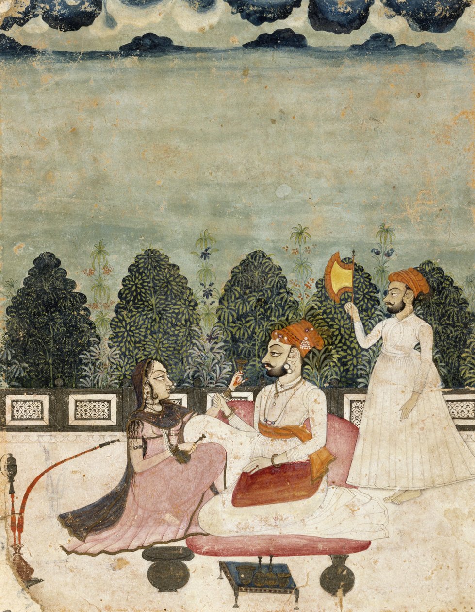 İsimsiz (terasta iki erkek ve kadın), 1700