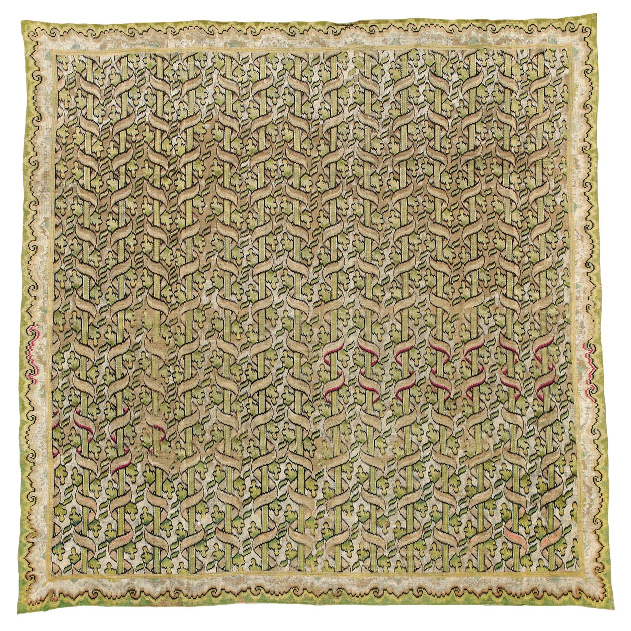 Bargello ipek işlemeli pano (tuval üzerine ipek) by Italian School