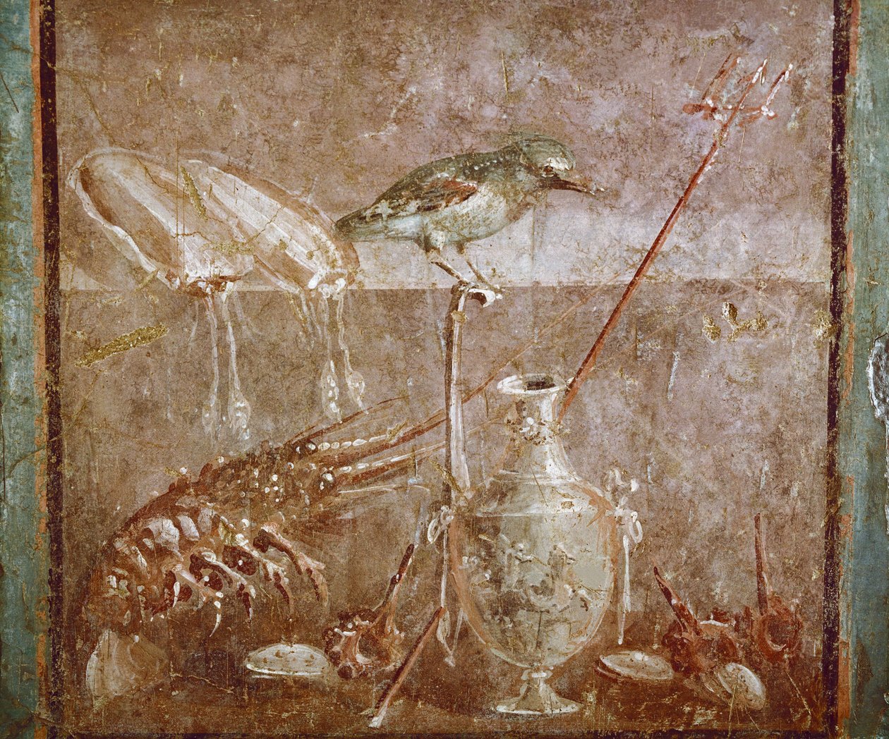 Bir kuş ve ıstakoz ile natürmort by Roman