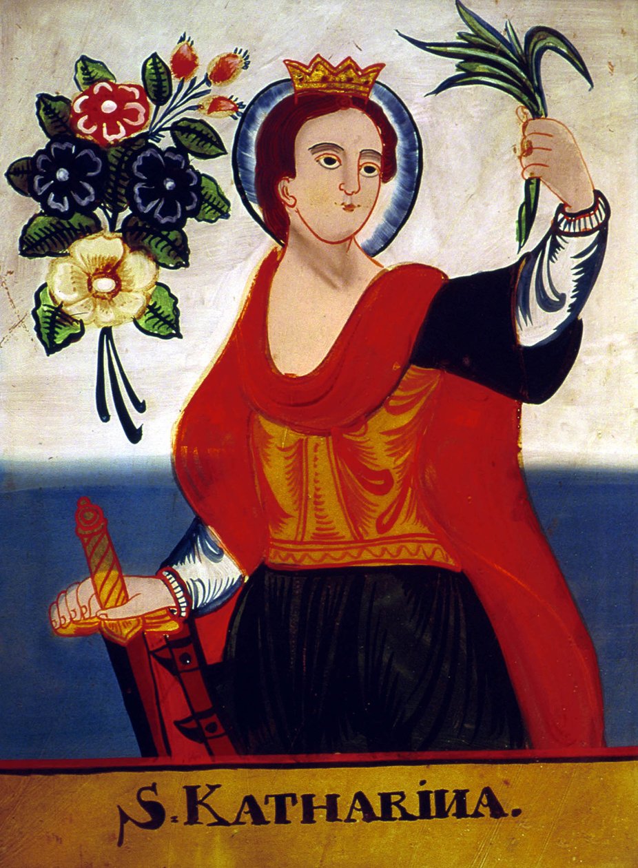Aziz Catherine şehit hurma ve kılıç ile by Russian School