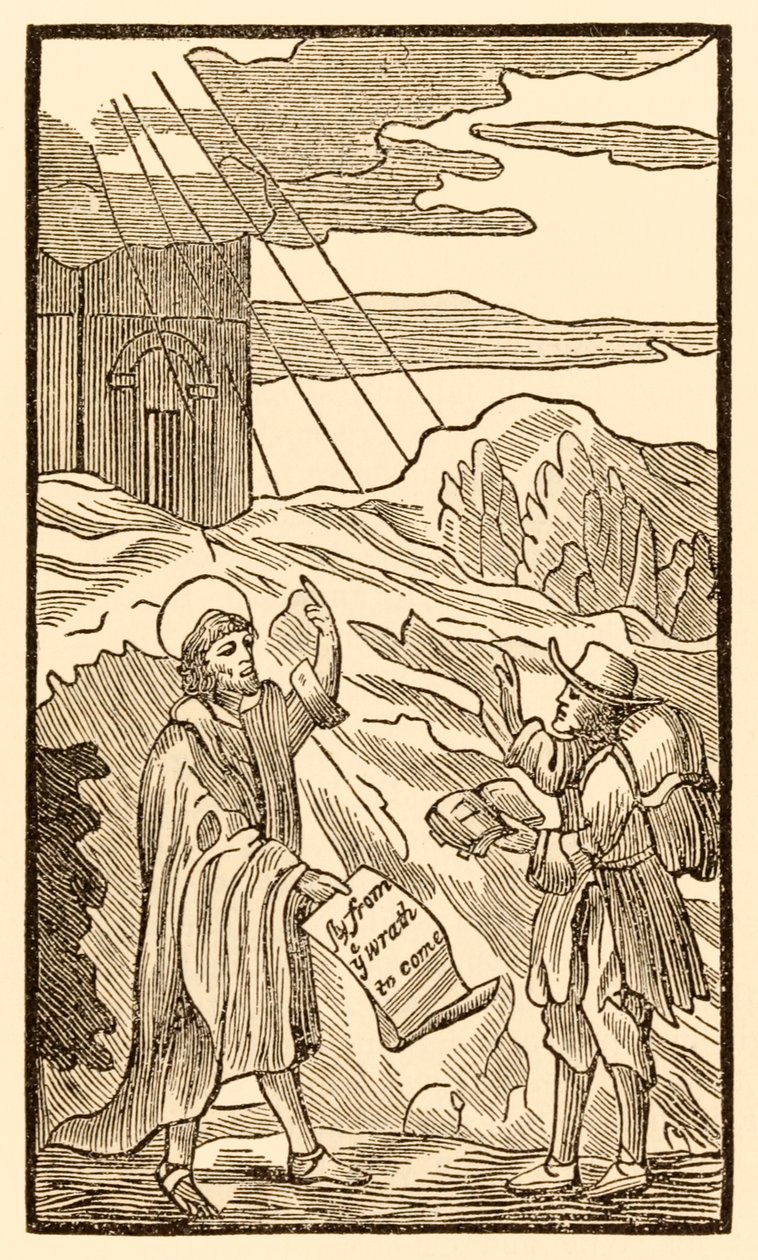 Christian, Dünyayı terk eder etmez, ancak Evangelist ile tanışır. by Unknown