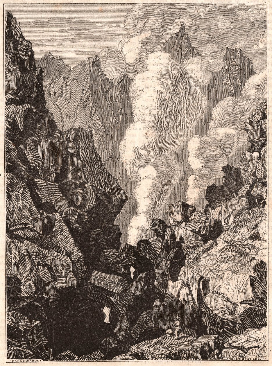Guadeloupe'deki Grande Soufrière yanardağının kraterinin görünümü by Unknown