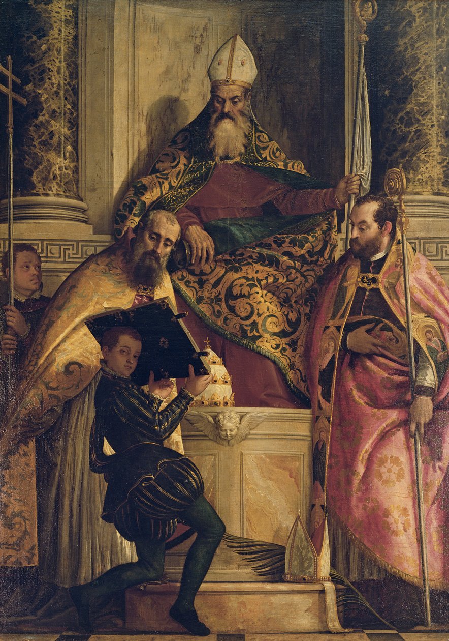 St. Anthony Abbot, St. Cornelius, St. Cyprian ve bir Sayfa ile by Paolo Veronese