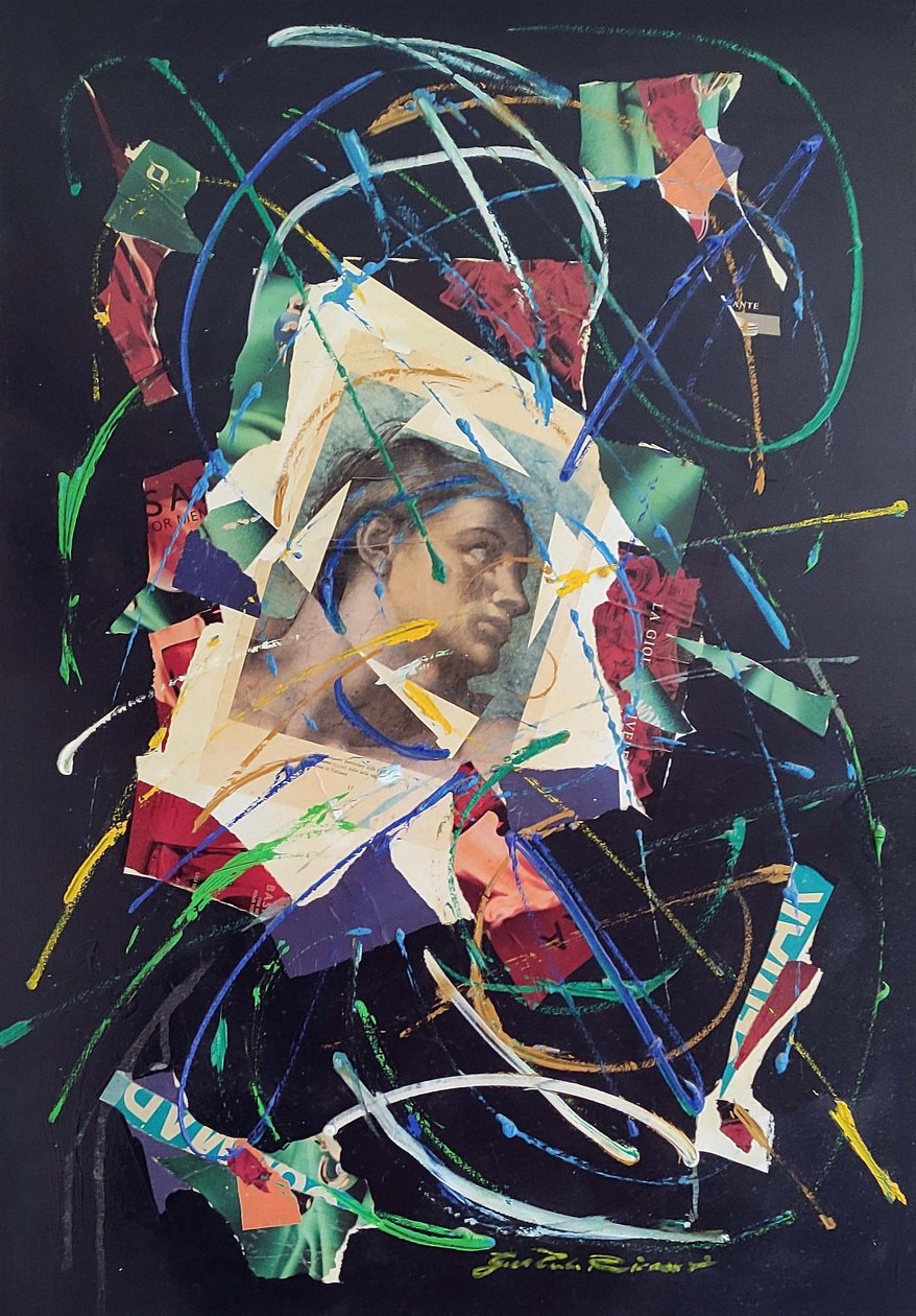 GC Riccardi, Adamo, 1986, Tuval üzerine karışık teknik, 70x100, İtalya. by Gian Carlo Riccardi