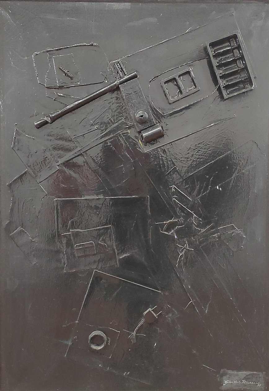 GC Riccardi, Combustione n.1, 1977, Tuval üzerine karışık teknik, 60x80, Arpino, Umberto Mastroianni Vakfı, İtalya. by Gian Carlo Riccardi