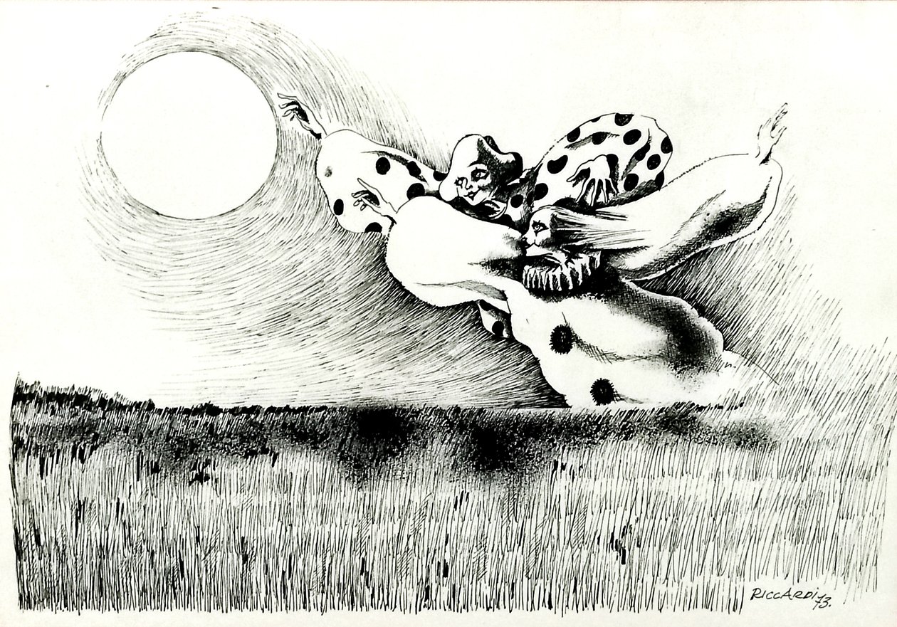 GC Riccardi, İsimsiz, 1973, Tinte auf Papier, 50x70, İtalya. by Gian Carlo Riccardi