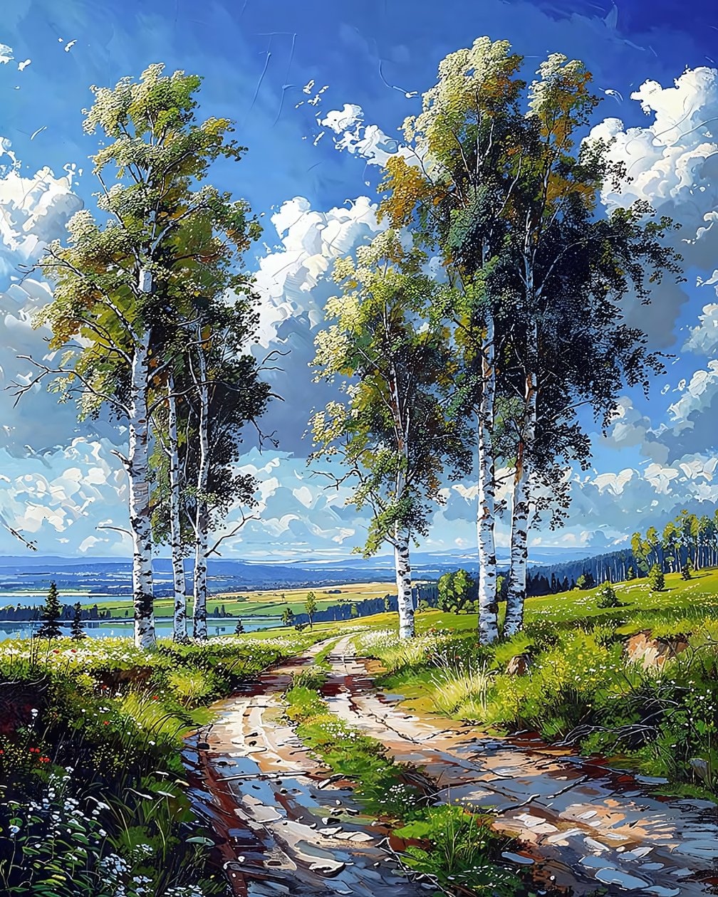 doğa ve ağaçlar Güneşli bir günde güzel manzara, özel kanvas baskılar by F. Abderrahim