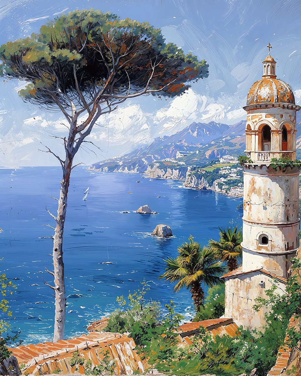 Deniz Feneri ile Manzara, Satılık Duvar Dekoru by F. Abderrahim